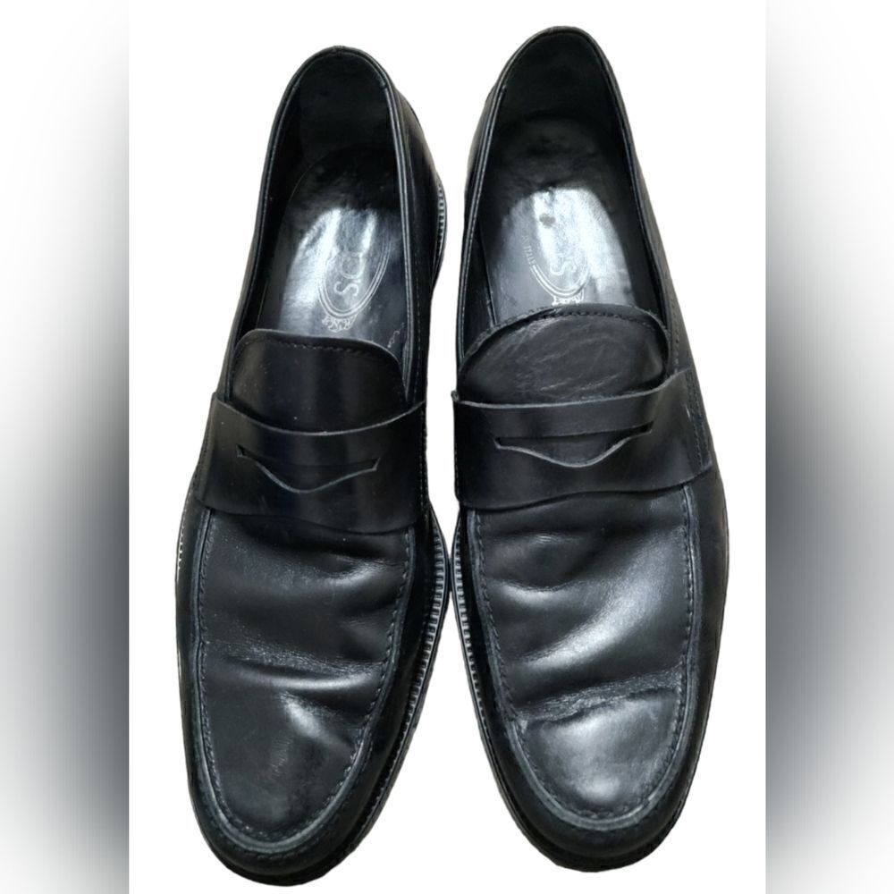 Tod's Men's Black Leather Penny Loafers size 10